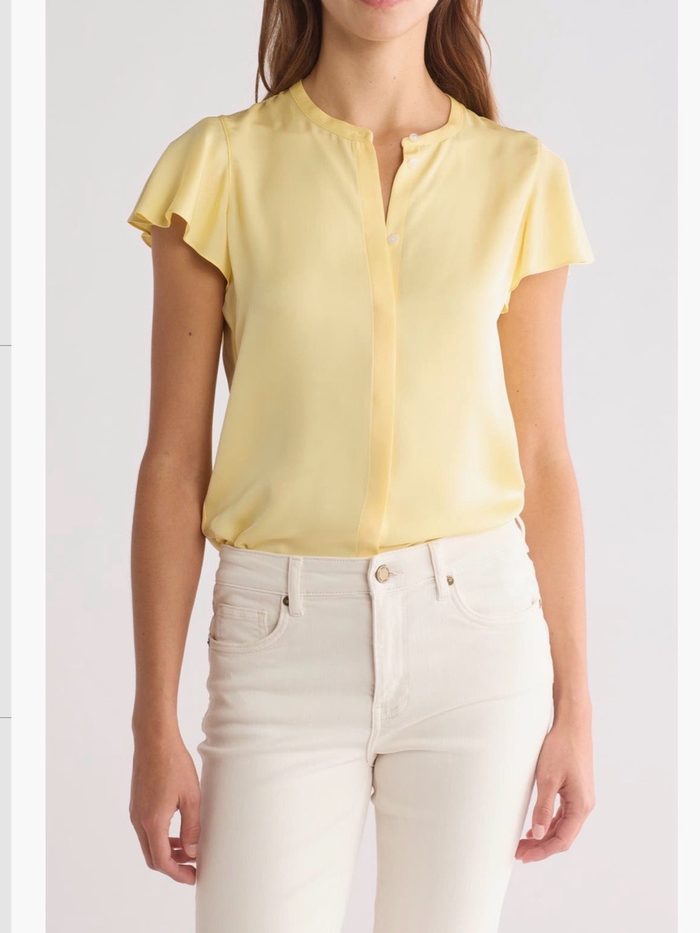 Theory TP Mod Flounce Sleeve Silk Blouse
